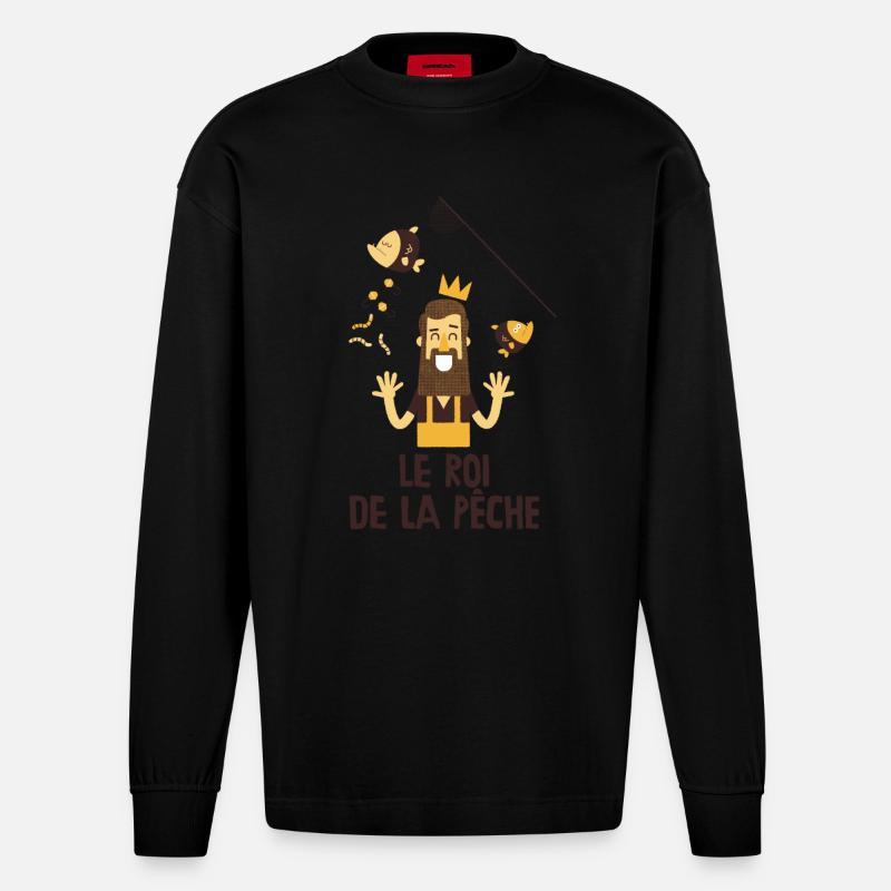 Le roi de la pêche - Manches longues bio épais oversize fabriqué en UE - SOLID BLACK