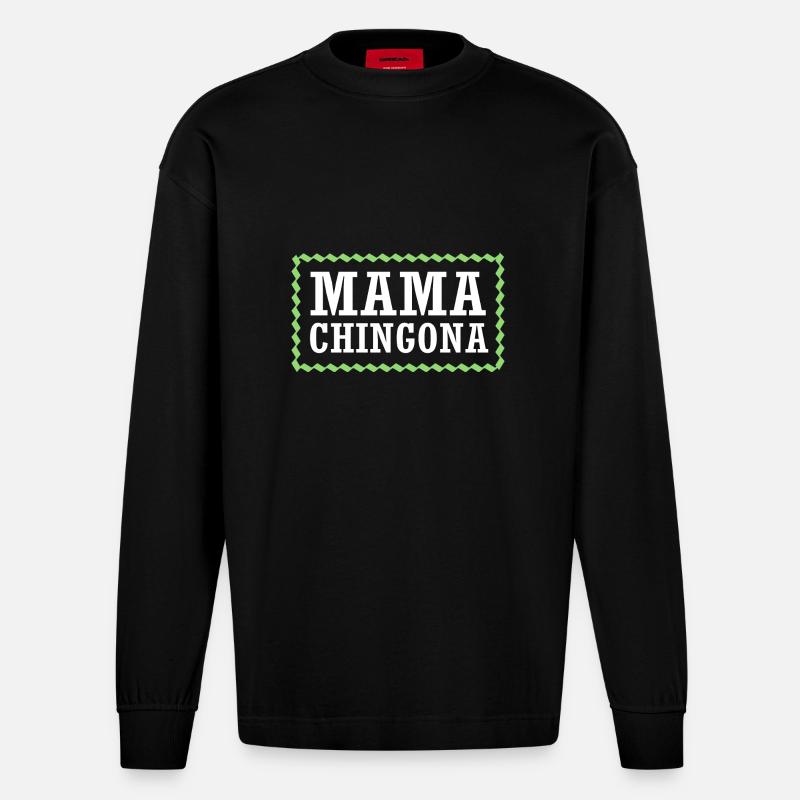 Latina Mutter - Heavyweight Oversized Organic Langarmshirt Made in EU - SOLID BLACK