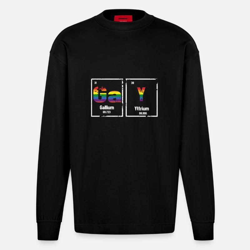 Periodensystem - Heavyweight Oversized Organic Langarmshirt Made in EU - SOLID BLACK