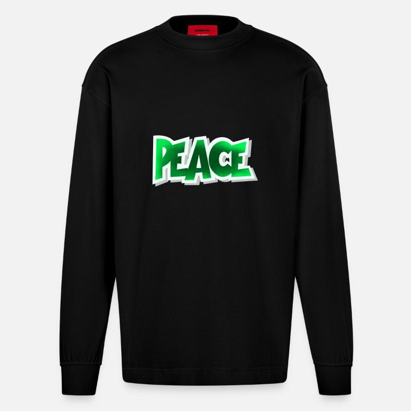 Peace - Heavyweight Oversized Organic Langarmshirt Made in EU - SOLID BLACK