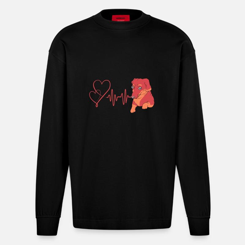Dackel - Heavyweight Oversized Organic Langarmshirt Made in EU - SOLID BLACK