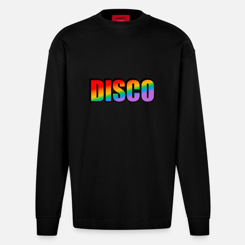 DISCO Gay Regenbogen Pride - Heavyweight Oversized Organic Langarmshirt Made in EU - SOLID BLACK