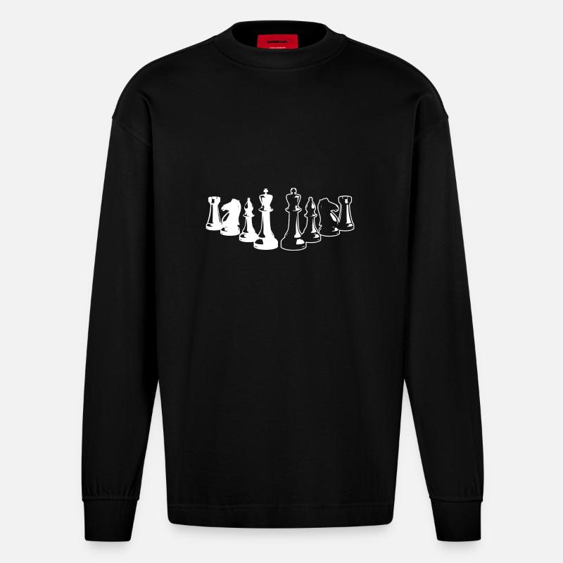 Schachspieler Geschenkideen Schach - Heavyweight Oversized Organic Langarmshirt Made in EU - SOLID BLACK