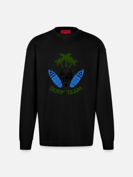 Surf Team - Heavyweight Oversized Organic Longsleeve Shirt Made in EU - SOLID BLACK