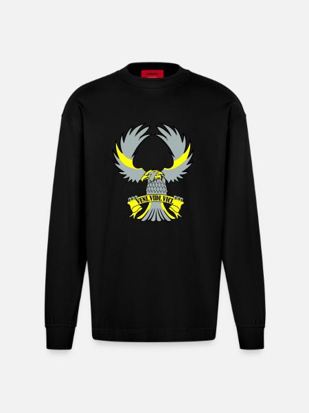 Adler Veni vidi vici - Heavyweight Oversized Organic Longsleeve Shirt Made in EU - SOLID BLACK