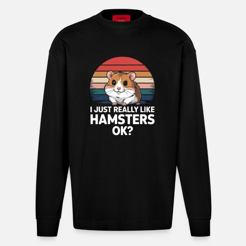 Hamster - Heavyweight Oversized Organic Langarmshirt Made in EU - SOLID BLACK