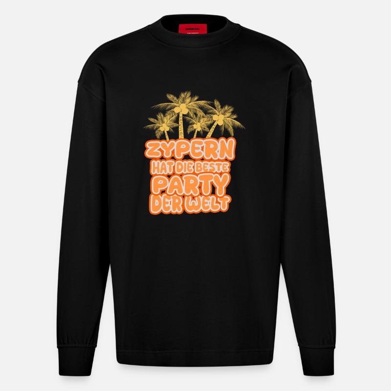 Zypern - Heavyweight Oversized Organic Langarmshirt Made in EU - SOLID BLACK