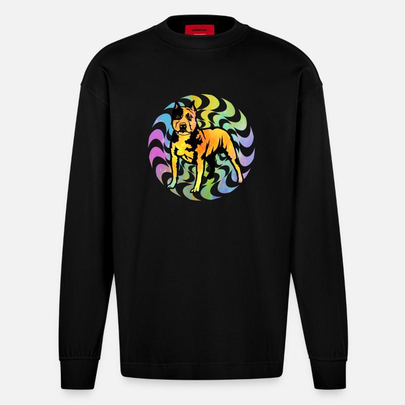 Pitbull Retro - Heavyweight Oversized Organic Langarmshirt Made in EU - SOLID BLACK