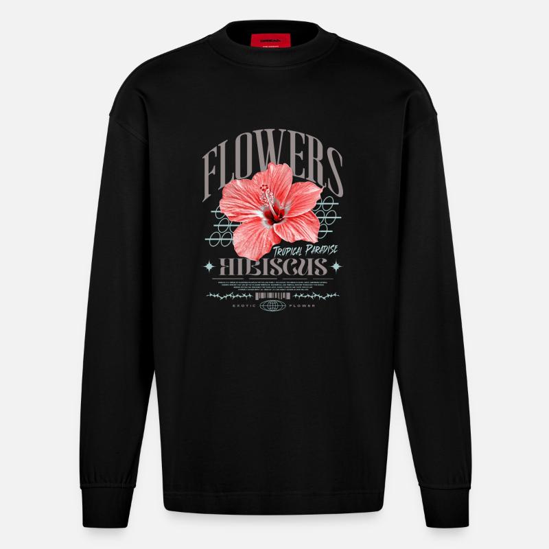 Fleur d’hibiscus Fleur d’hibiscus - Manches longues bio épais oversize fabriqué en UE - SOLID BLACK