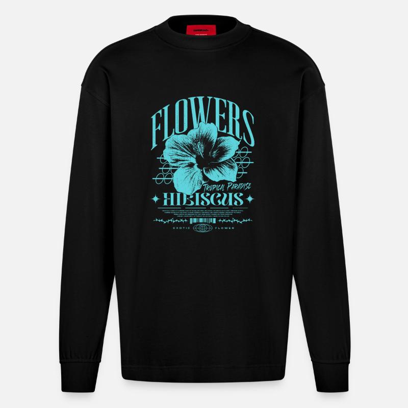 Fleur d’hibiscus Fleur d’hibiscus - Manches longues bio épais oversize fabriqué en UE - SOLID BLACK