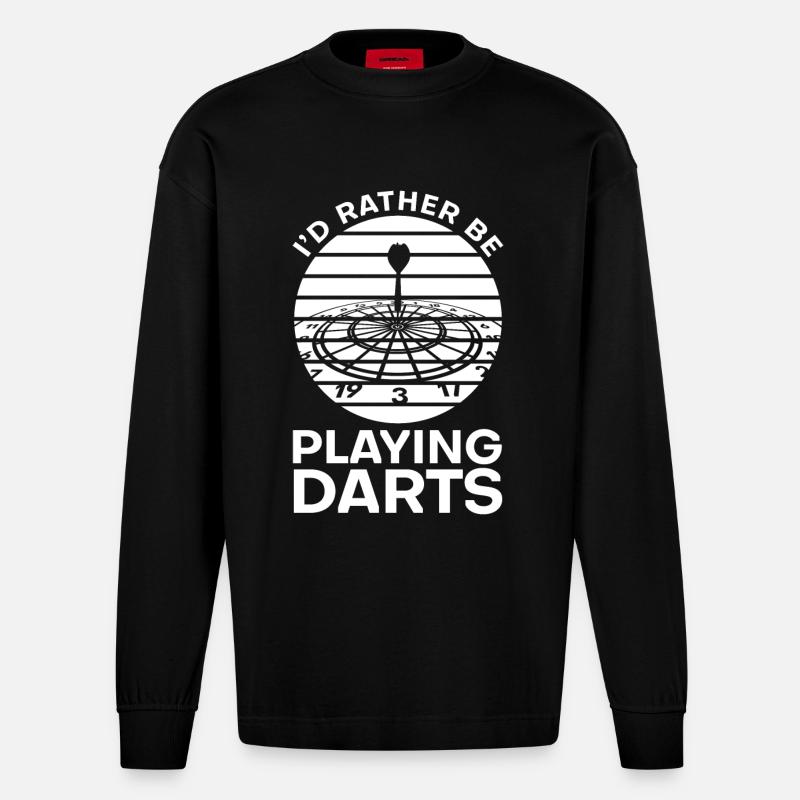 I'd rather play darts - Heavyweight Oversized Organic Longsleeve Shirt Made in EU - SOLID BLACK