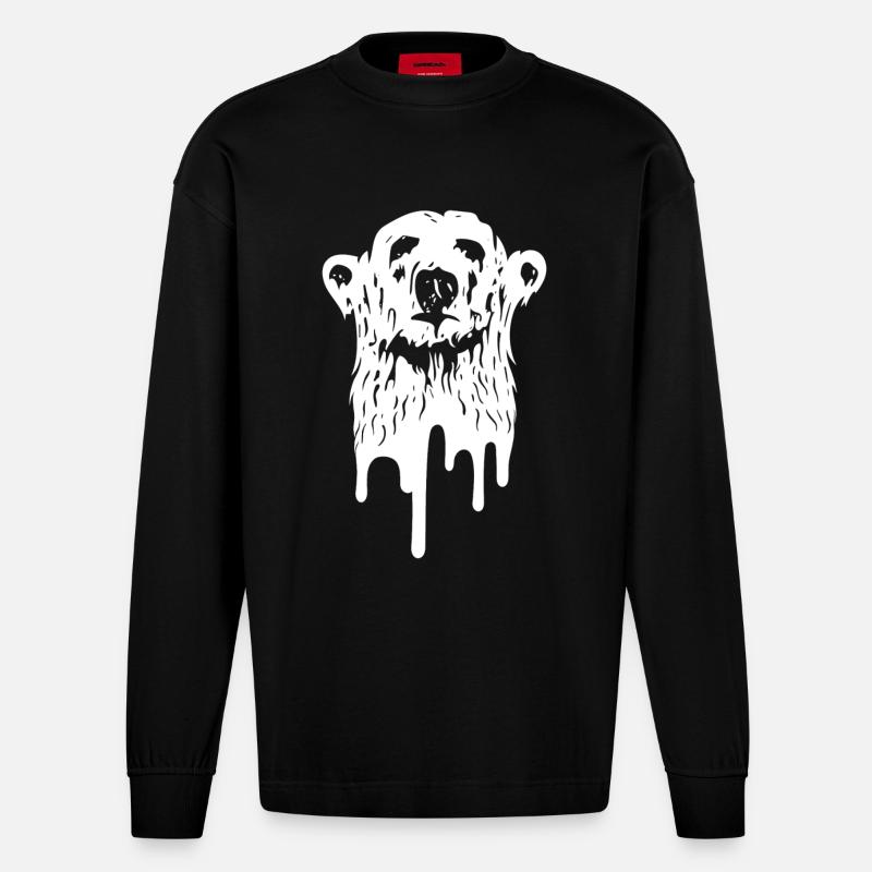 Der Eisbär schmilzt - Heavyweight Oversized Organic Langarmshirt Made in EU - SOLID BLACK