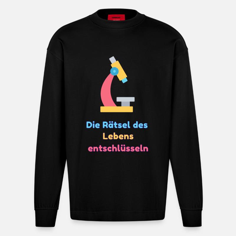 Die Rätsel des Lebens entschlüsseln - Heavyweight Oversized Organic Langarmshirt Made in EU - SOLID BLACK