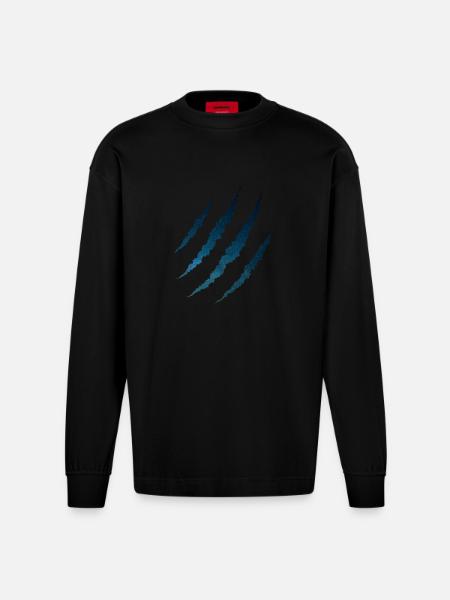 Galaxy space scratches - Heavyweight Oversized Organic Longsleeve Shirt Made in EU - SOLID BLACK