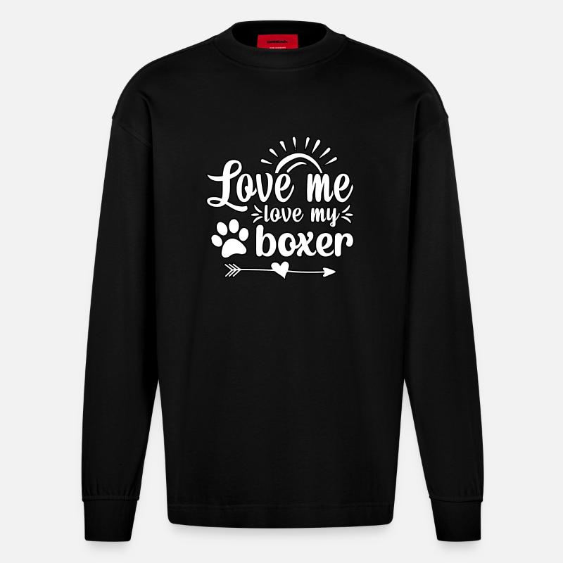 Aime-moi aime mon boxer - Manches longues bio épais oversize fabriqué en UE - SOLID BLACK