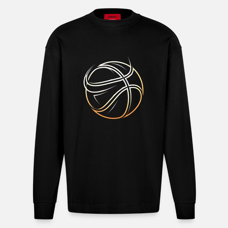 Ballon abstrait de basket-ball - Manches longues bio épais oversize fabriqué en UE - SOLID BLACK