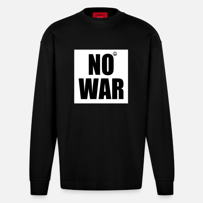 No war - Manches longues bio épais oversize fabriqué en UE - SOLID BLACK