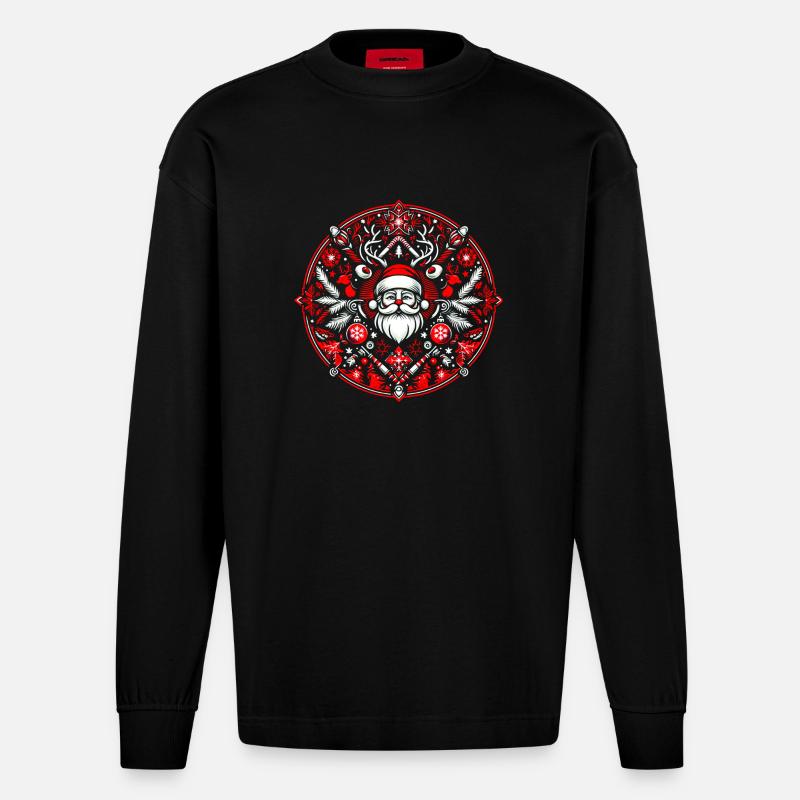 Weihnachten Logo 2 - Heavyweight Oversized Organic Langarmshirt Made in EU - SOLID BLACK