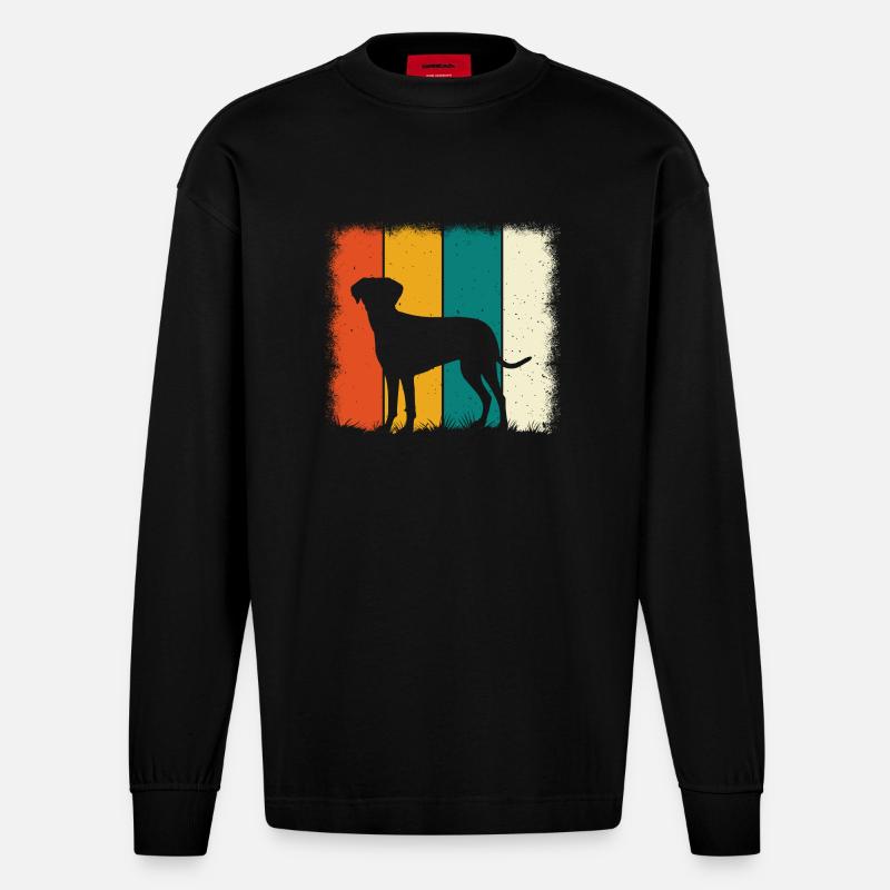 Labrador Retro - Heavyweight Oversized Organic Langarmshirt Made in EU - SOLID BLACK