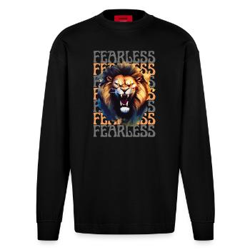 Fearless Attitude - Heavyweight Oversized Organic Longsleeve Shirt Made in EU - SOLID BLACK - Front