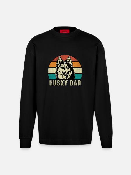 Husky Dad - Heavyweight Oversized Organic Longsleeve Shirt Made in EU - SOLID BLACK
