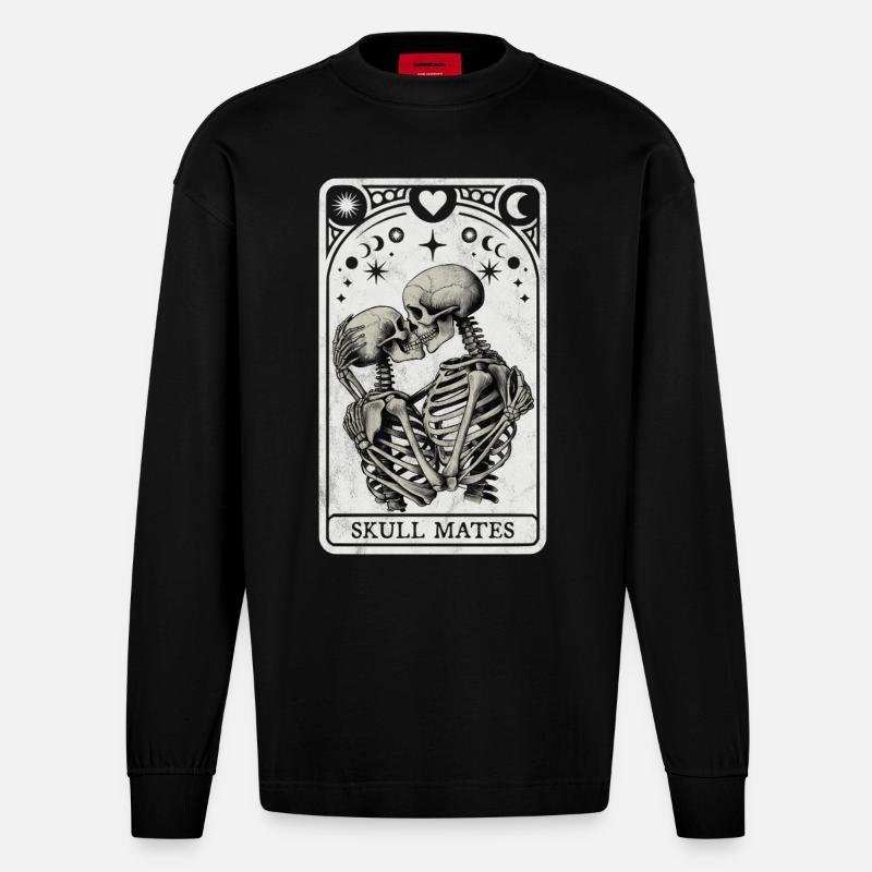 Skull Mates Tarot - Manches longues bio épais oversize fabriqué en UE - SOLID BLACK