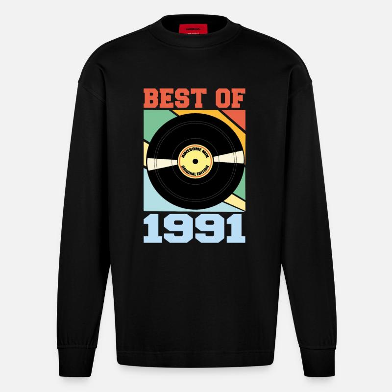 Le meilleur de 1991 - Manches longues bio épais oversize fabriqué en UE - SOLID BLACK