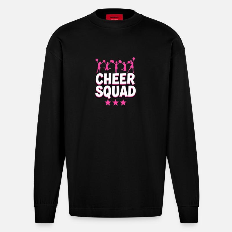 Cheerleading Cheer Squad Cheer Squad - Heavyweight Oversized Organic Langarmshirt Made in EU - SOLID BLACK