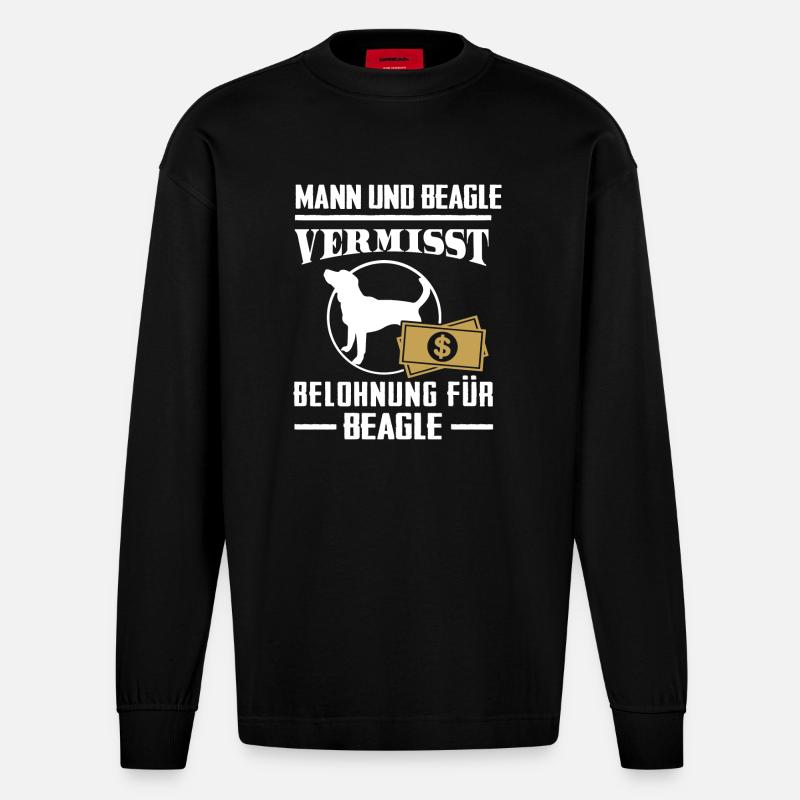 Vermisst Beagle - Heavyweight Oversized Organic Langarmshirt Made in EU - SOLID BLACK