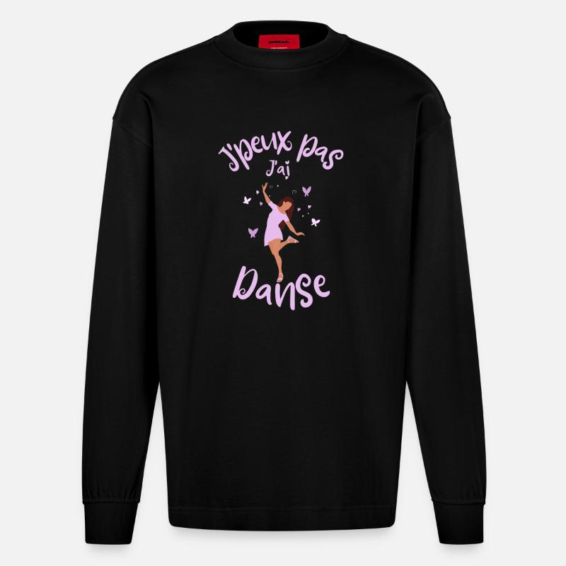 Danseuse danse humour - Manches longues bio épais oversize fabriqué en UE - SOLID BLACK