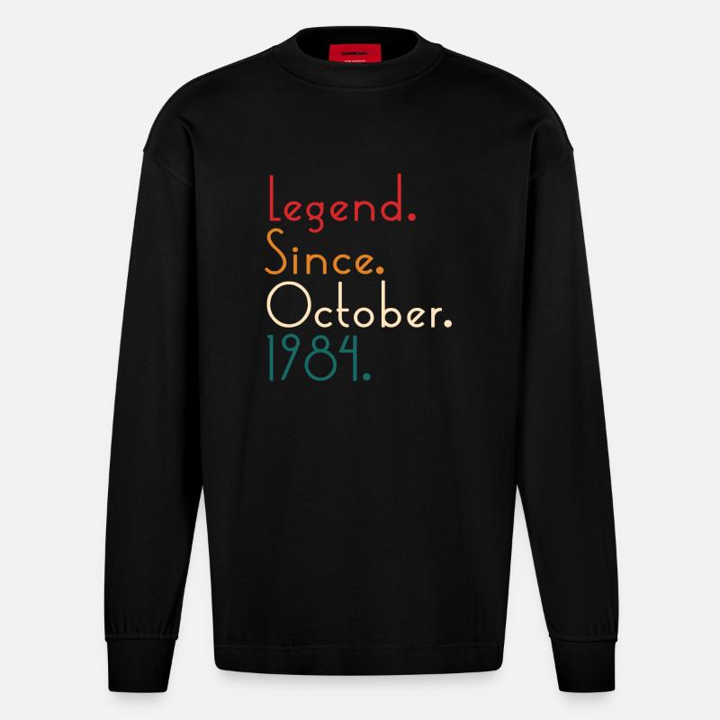Legend Since October 1984 - Manches longues bio épais oversize fabriqué en UE - SOLID BLACK