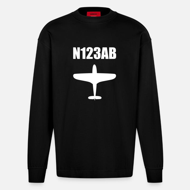 Custom Aviation - Flugzeug - Luffahrt - Pilot - Heavyweight Oversized Organic Langarmshirt Made in EU - SOLID BLACK