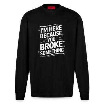 Technischer Support Computerfreak Nerd - Heavyweight Oversized Organic Langarmshirt Made in EU - SOLID BLACK - Vorne