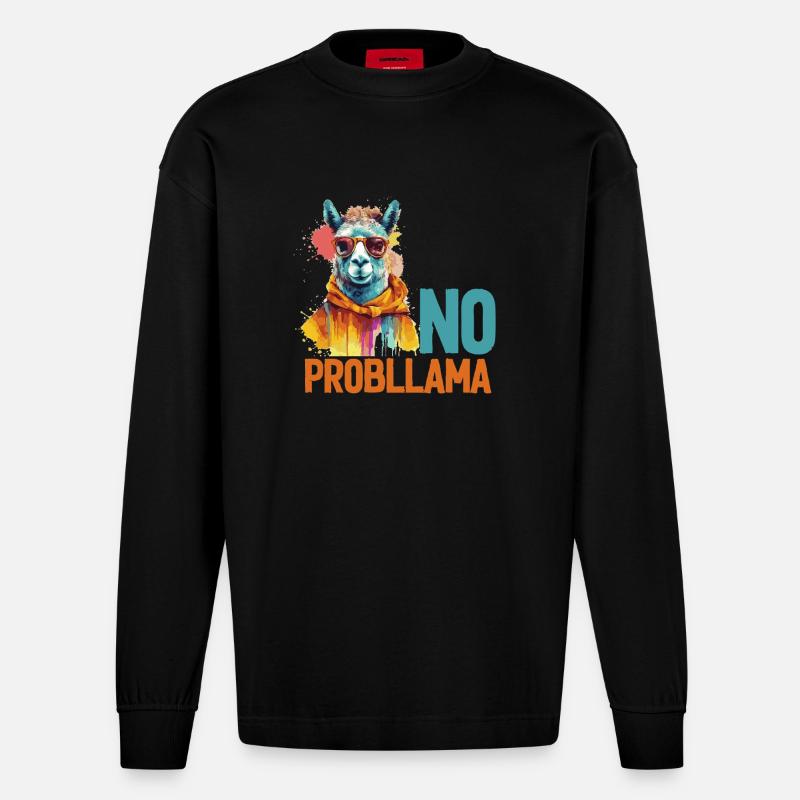 Kein Problem, Lama - Heavyweight Oversized Organic Langarmshirt Made in EU - SOLID BLACK