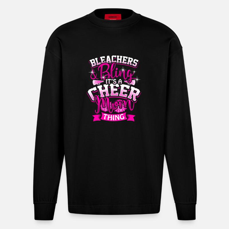 Cheerleader Mutter Mom Geschenk - Heavyweight Oversized Organic Langarmshirt Made in EU - SOLID BLACK