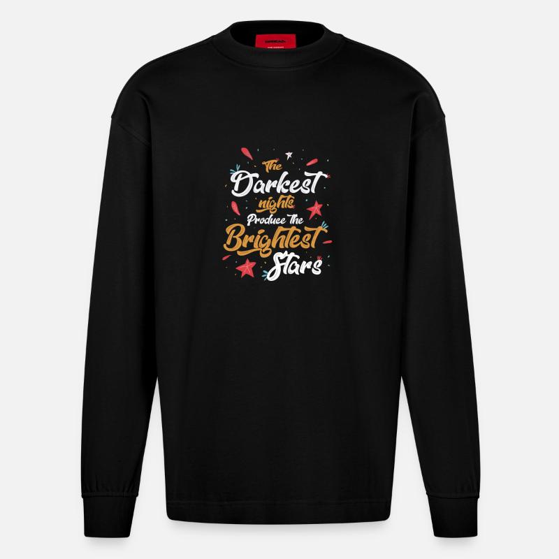 Hellste Sterne Geschenk - Heavyweight Oversized Organic Langarmshirt Made in EU - SOLID BLACK