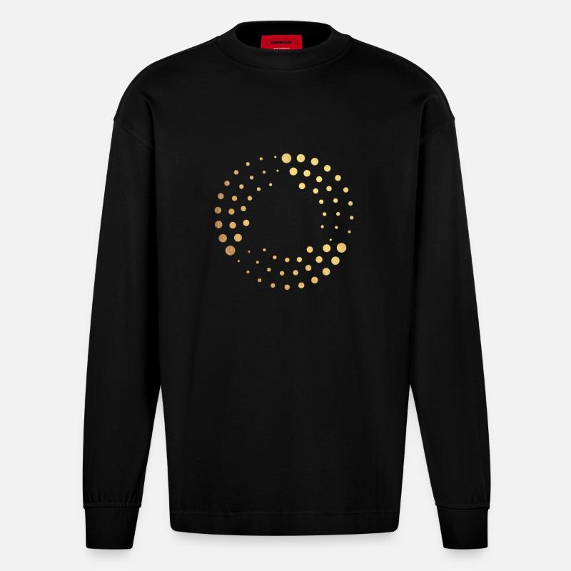 points d'or - Manches longues bio épais oversize fabriqué en UE - SOLID BLACK