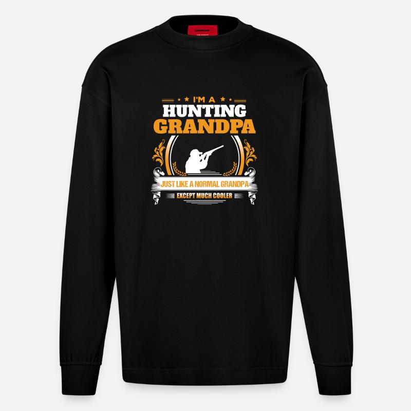 Jagd-Großvater-Hemd-Geschenk-Idee - Heavyweight Oversized Organic Langarmshirt Made in EU - SOLID BLACK