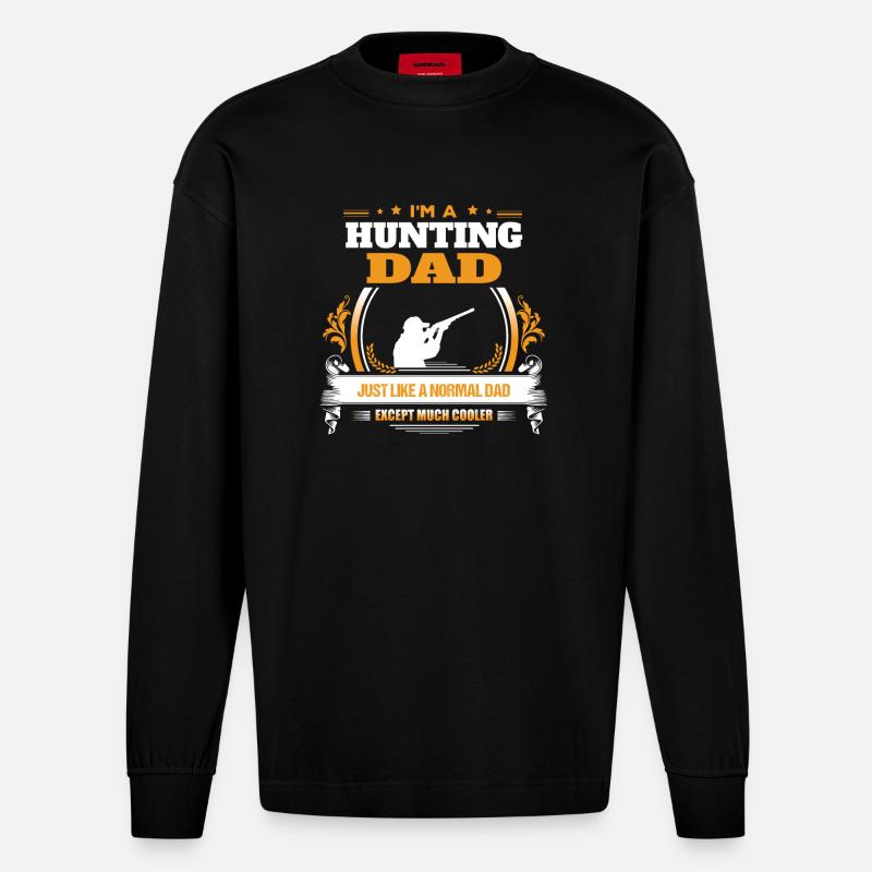 Jagd-Vati-Hemd-Geschenk-Idee - Heavyweight Oversized Organic Langarmshirt Made in EU - SOLID BLACK
