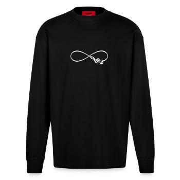Music - Heavyweight Oversized Organic Langarmshirt Made in EU - SOLID BLACK - Vorne