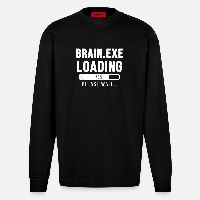 Brain.exe loading... please wait! - Heavyweight Oversized Organic Langarmshirt Made in EU - SOLID BLACK
