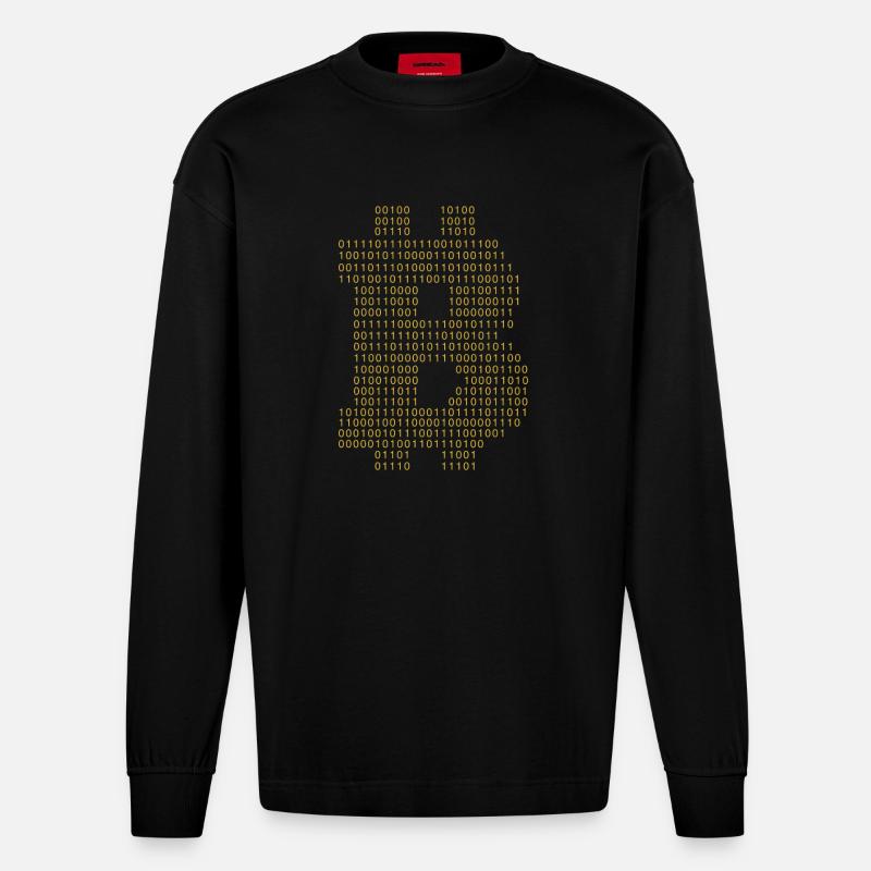 Bitcoin Code Blockchain Cryptocurrency HODL - Heavyweight Oversized Organic Longsleeve Shirt Made in EU - SOLID BLACK