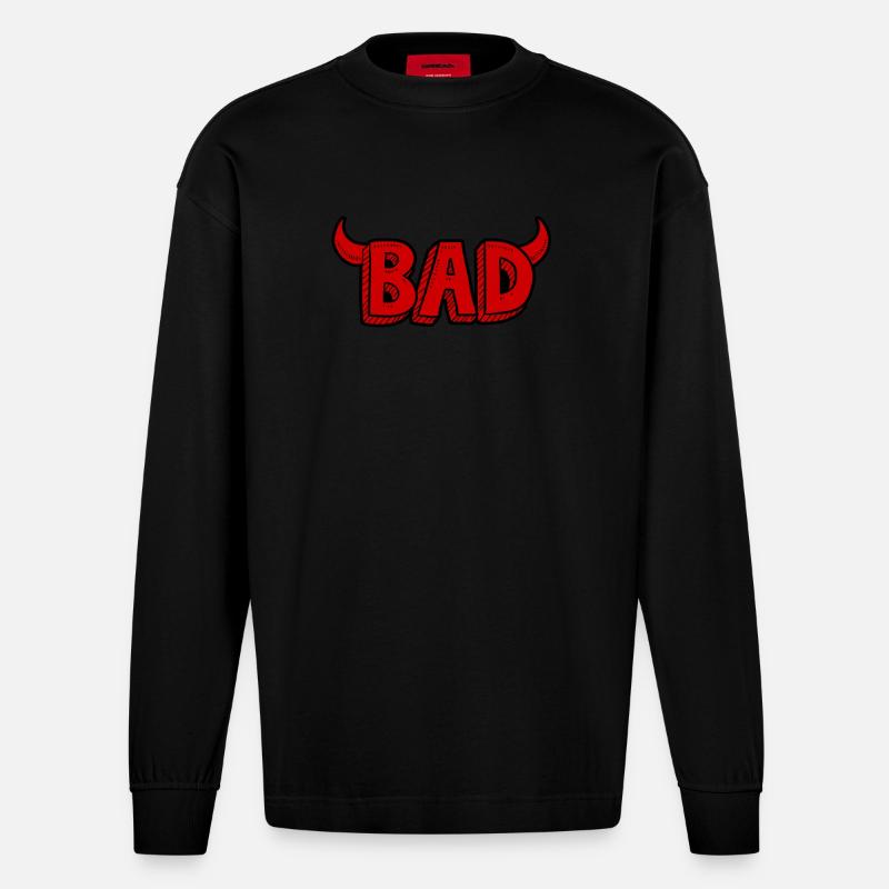 Bad oder böse - Heavyweight Oversized Organic Langarmshirt Made in EU - SOLID BLACK