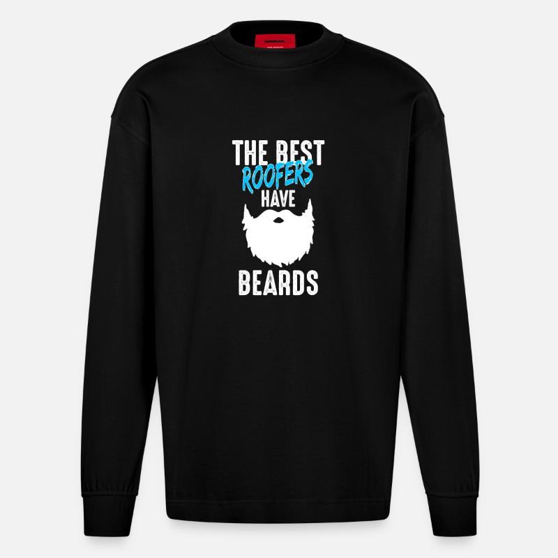 Couvreur couvreurs cadeau Bart - Manches longues bio épais oversize fabriqué en UE - SOLID BLACK