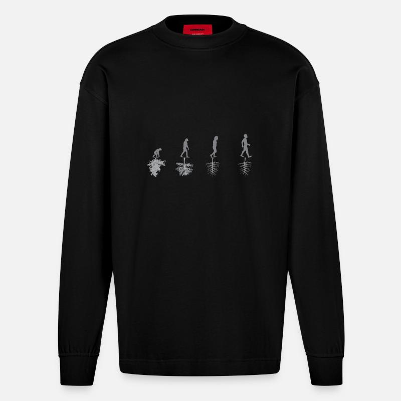 Evolution - Umwelt - Sarkasmus - Natur - Geschenk - Heavyweight Oversized Organic Langarmshirt Made in EU - SOLID BLACK