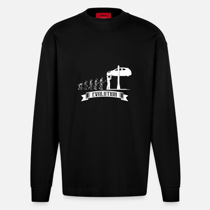 Evolution: KFZ Mechaniker KFZ Mechatroniker - Heavyweight Oversized Organic Langarmshirt Made in EU - SOLID BLACK