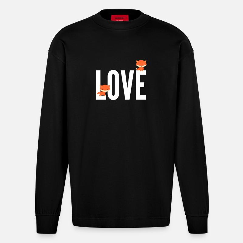 Fuchs Love Fox - Heavyweight Oversized Organic Langarmshirt Made in EU - SOLID BLACK