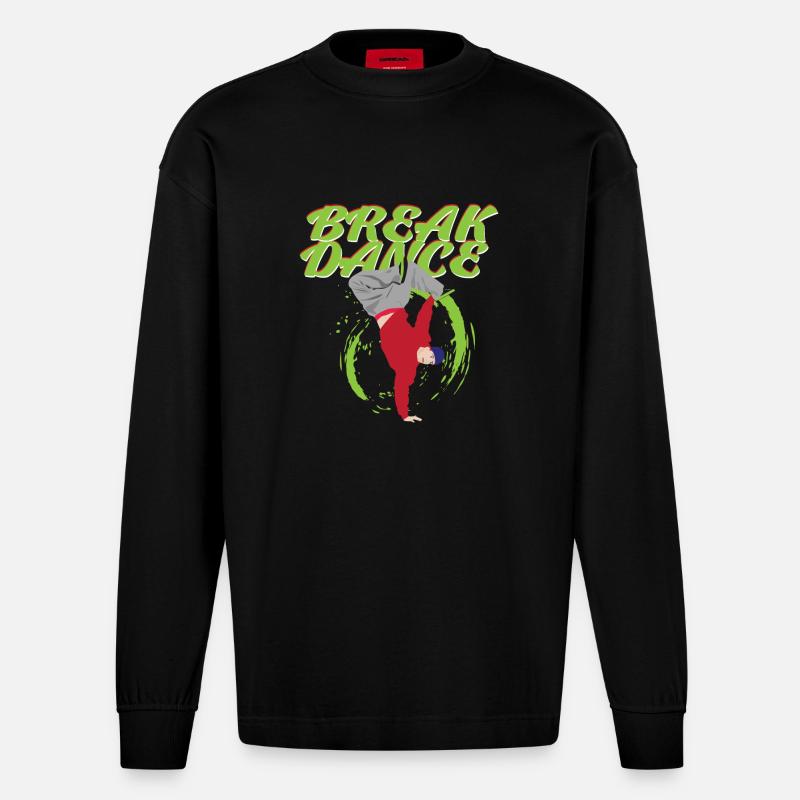 breikki - Heavyweight Oversized Organic pitkähihainen paita Made in EU - SOLID BLACK