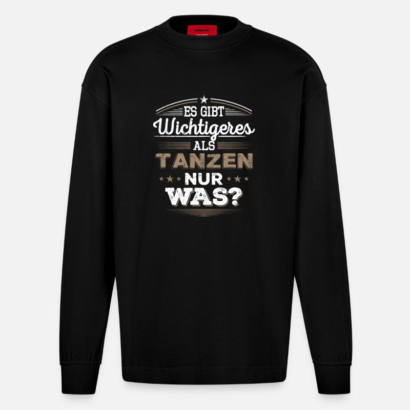 Tanzen, Dancing, Geschenk - Heavyweight Oversized Organic Langarmshirt Made in EU - SOLID BLACK