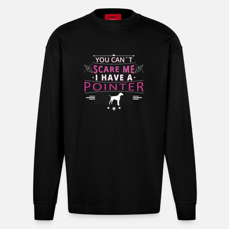Pointer anglais Pointer peur - Manches longues bio épais oversize fabriqué en UE - SOLID BLACK